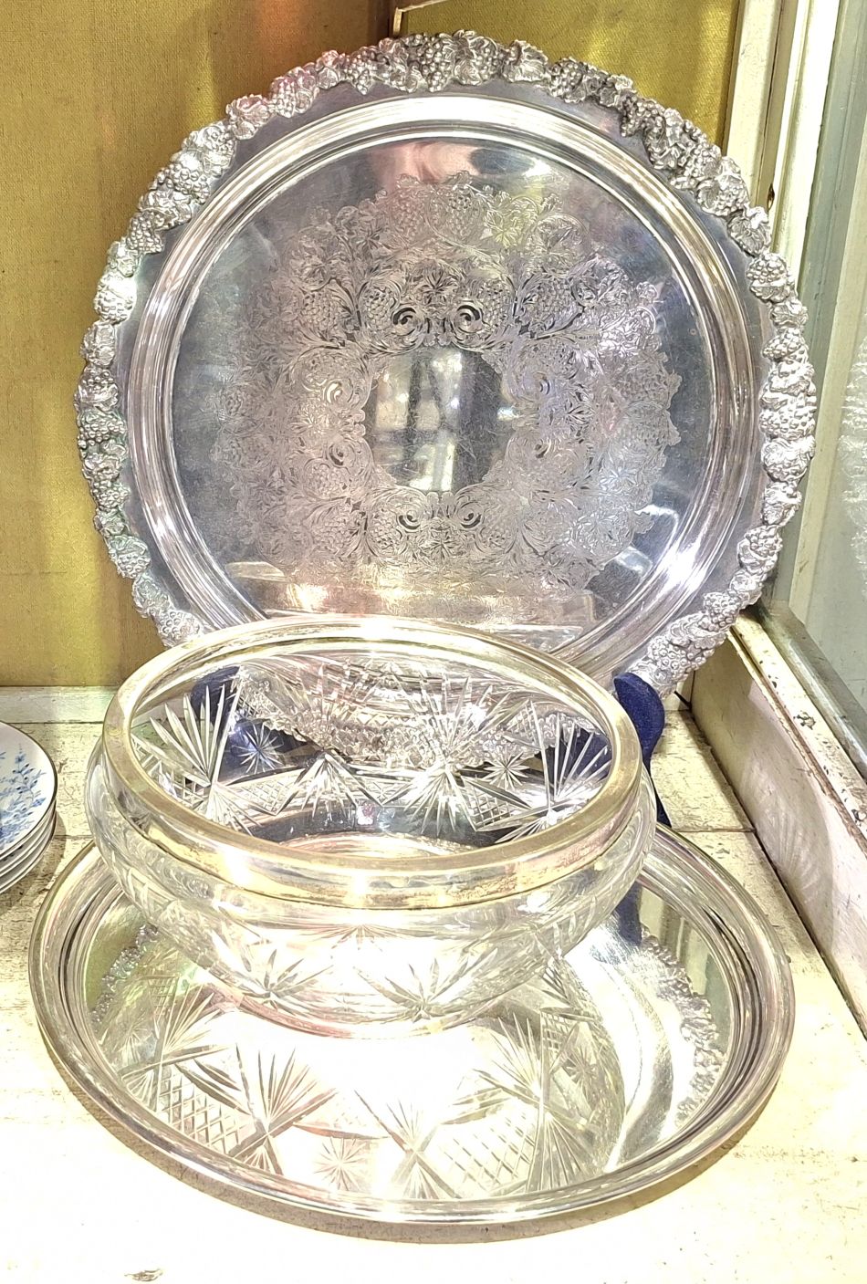 Silver Plate And Crystal