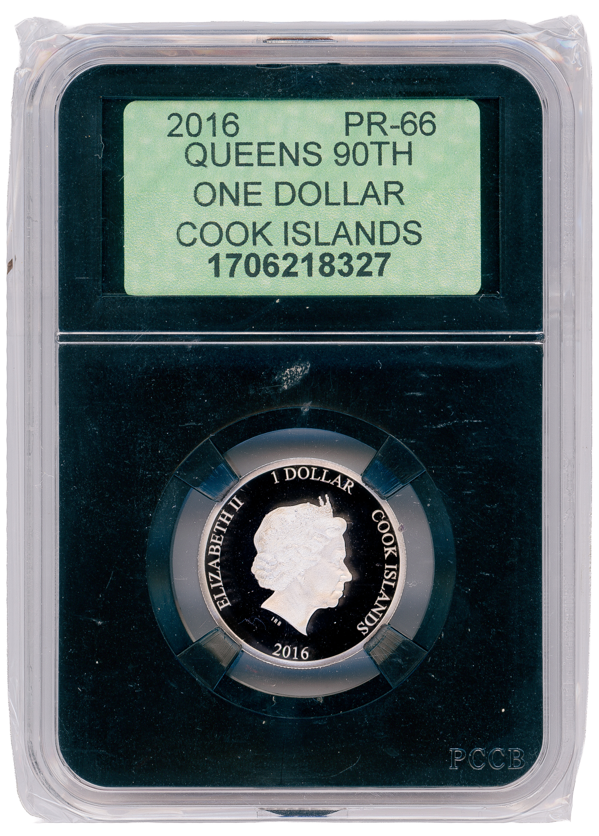 Cook Islands, Queens 90th Birthday, One Dollar, 2016, PR66