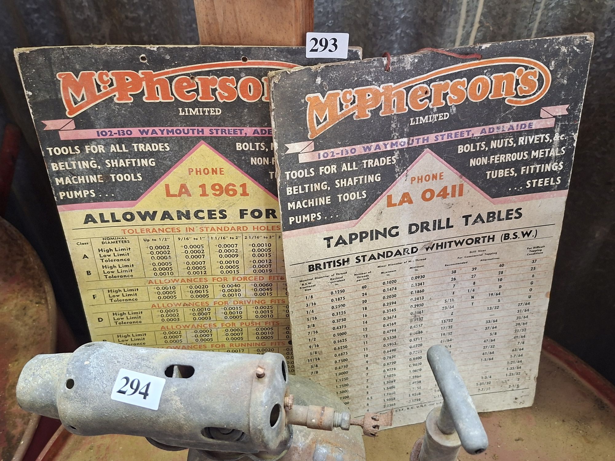 MCPHEARSONS TAPPING DRILL TABLES