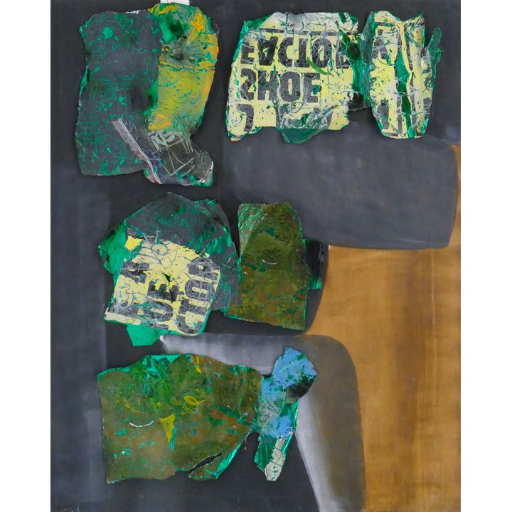 Jonier Marin (French) ''Memoire #9'' 1985 Oil and Collage on Canvas 60''x48''
