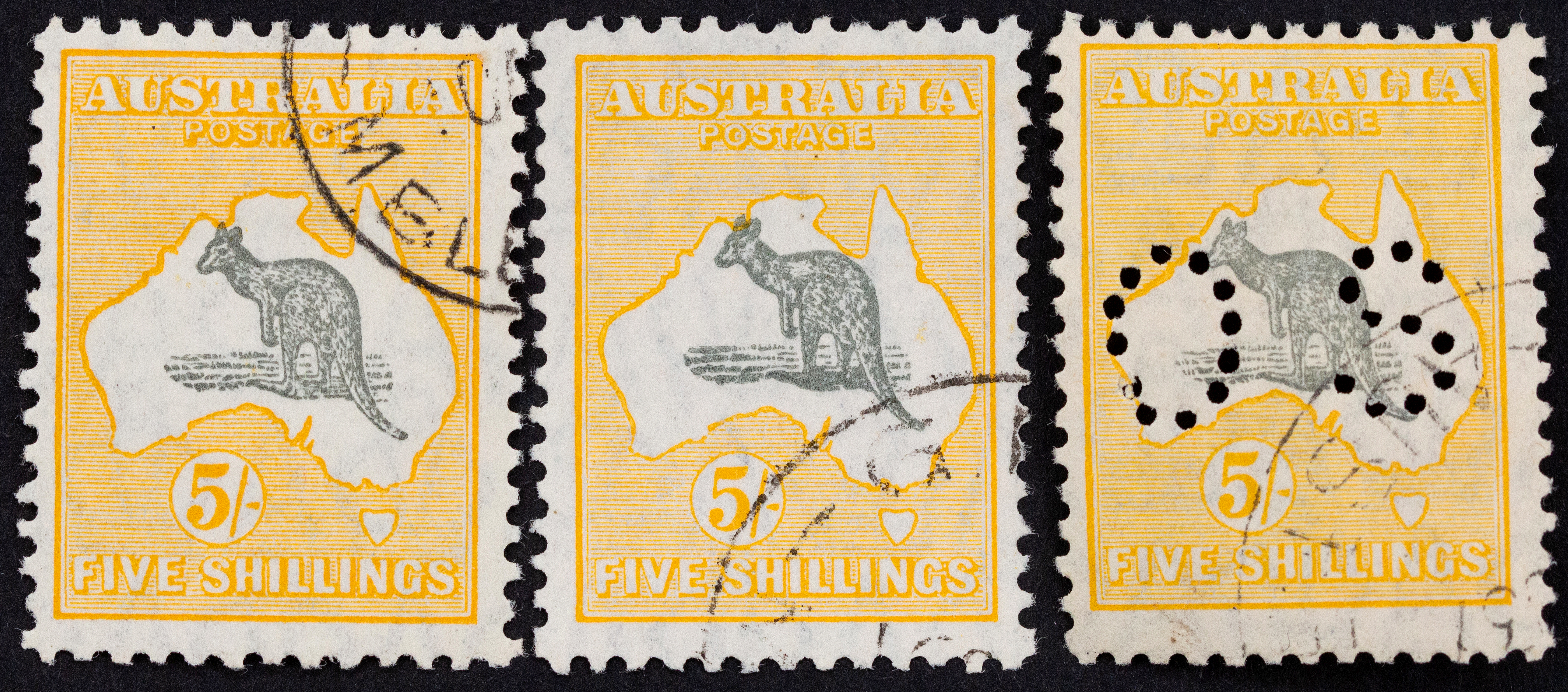 Five Shillings, Grey & Yellow, 1929, Fine