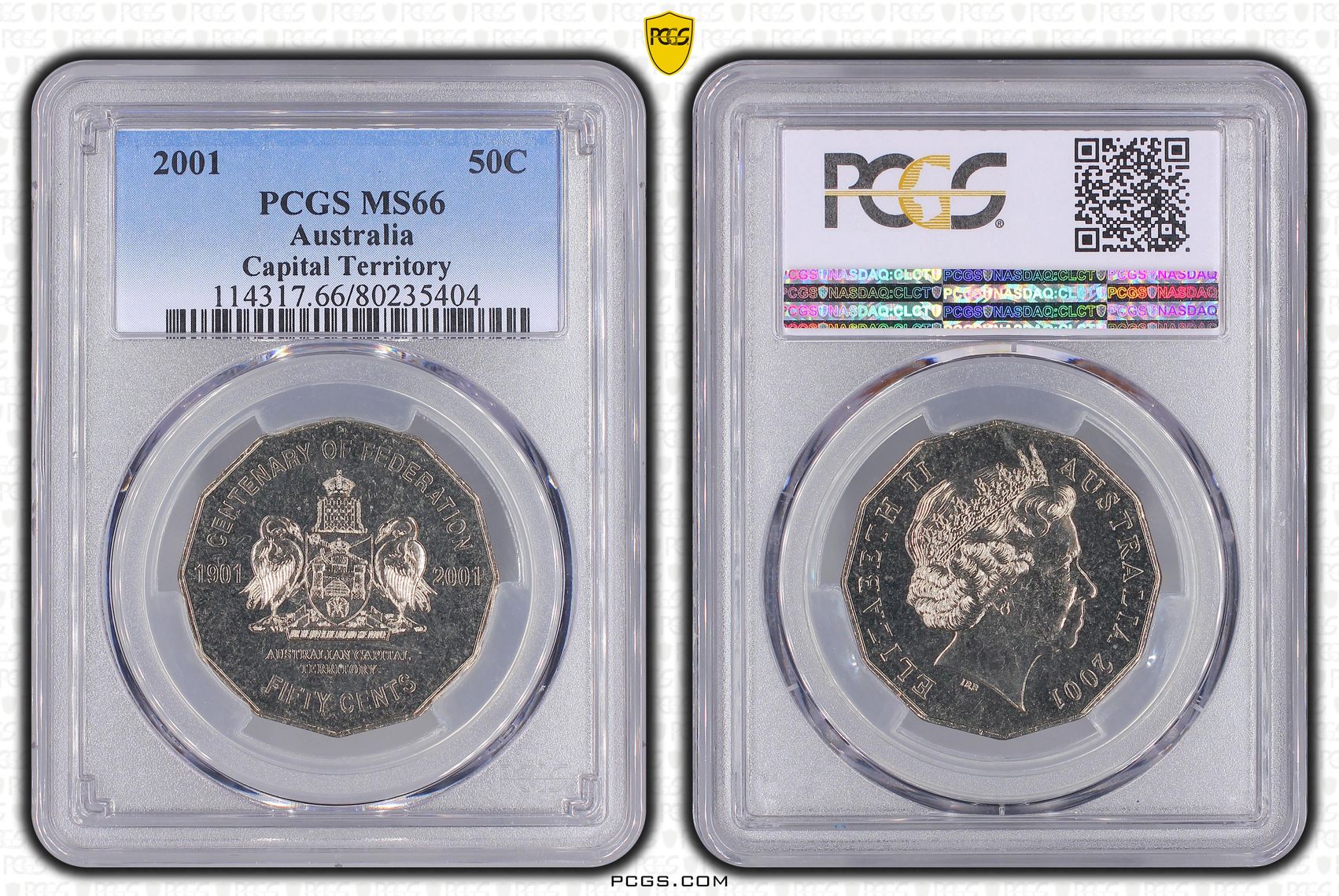 Elizabeth II, Capital Territory, Fifty Cent, 2001, PCGS MS66