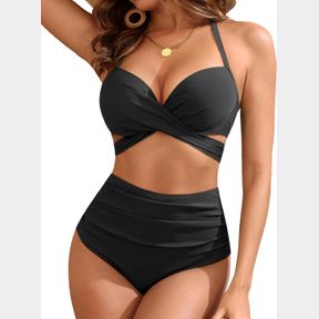 HIGH WAISTED UNDERWIRE BIKINI SETS - WOMEN 2025 TWO PIECE SWIMSUITS HALTER BATHING SUITS WITH TUMMY CONTROL BOTTOM
