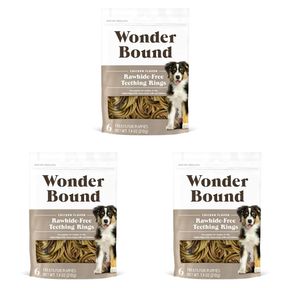 AMAZON BRAND - WONDER BOUND CHICKEN FLAVOR RAWHIDE-FREE PUPPY TEETHING RINGS, MADE WITH REAL CHICKEN, TASTY DENTAL HEALTH CHEWS FO
