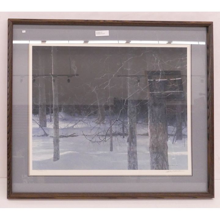 Robert Bateman S/N 'Midnight Black Wolf' Lithograph- 33x40'' framed