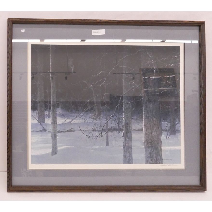 Robert Bateman S/N 'Midnight Black Wolf' Lithograph- 33x40'' framed