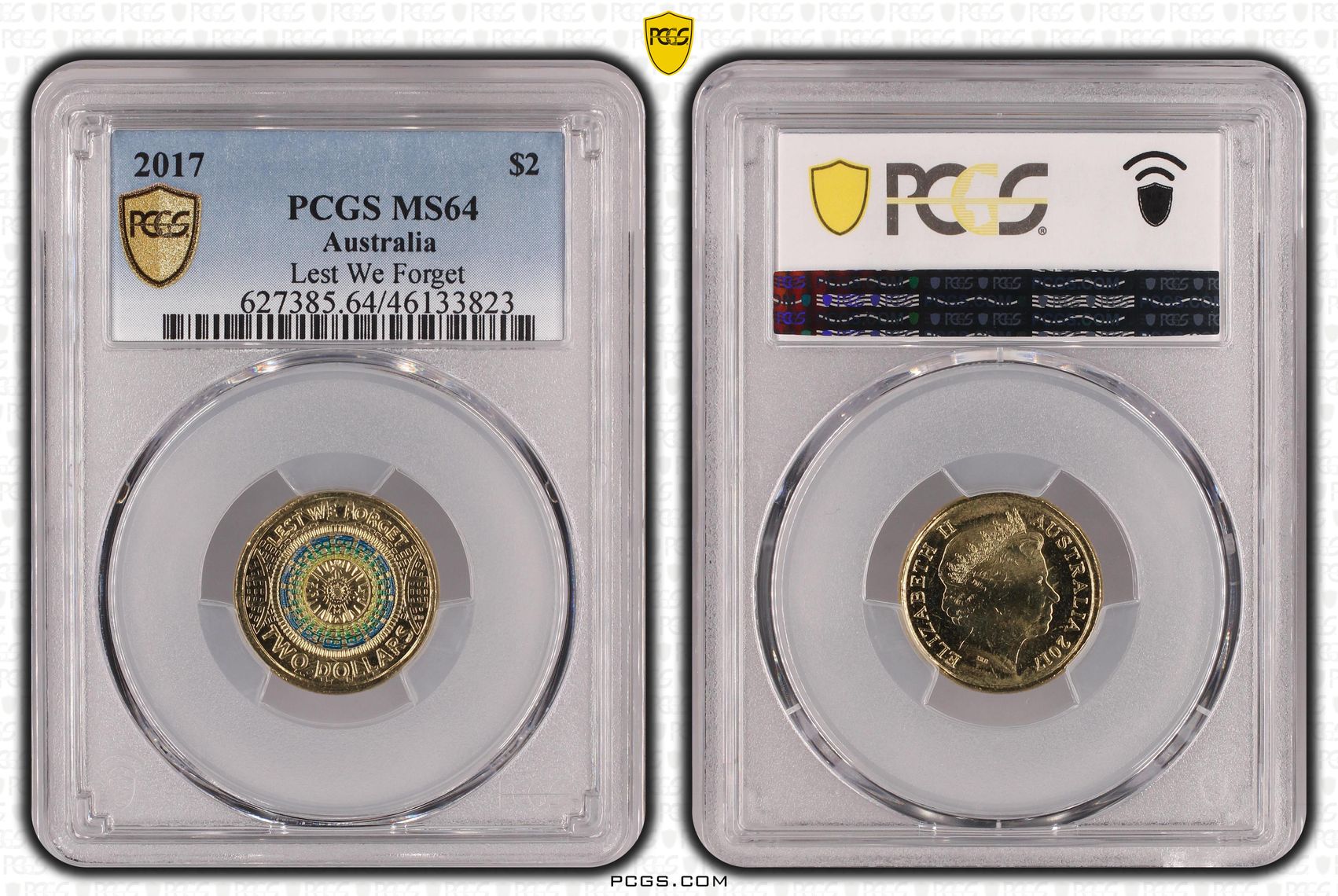 Elizabeth II, Lest We Forget, Two Dollar, 2017, PCGS MS64