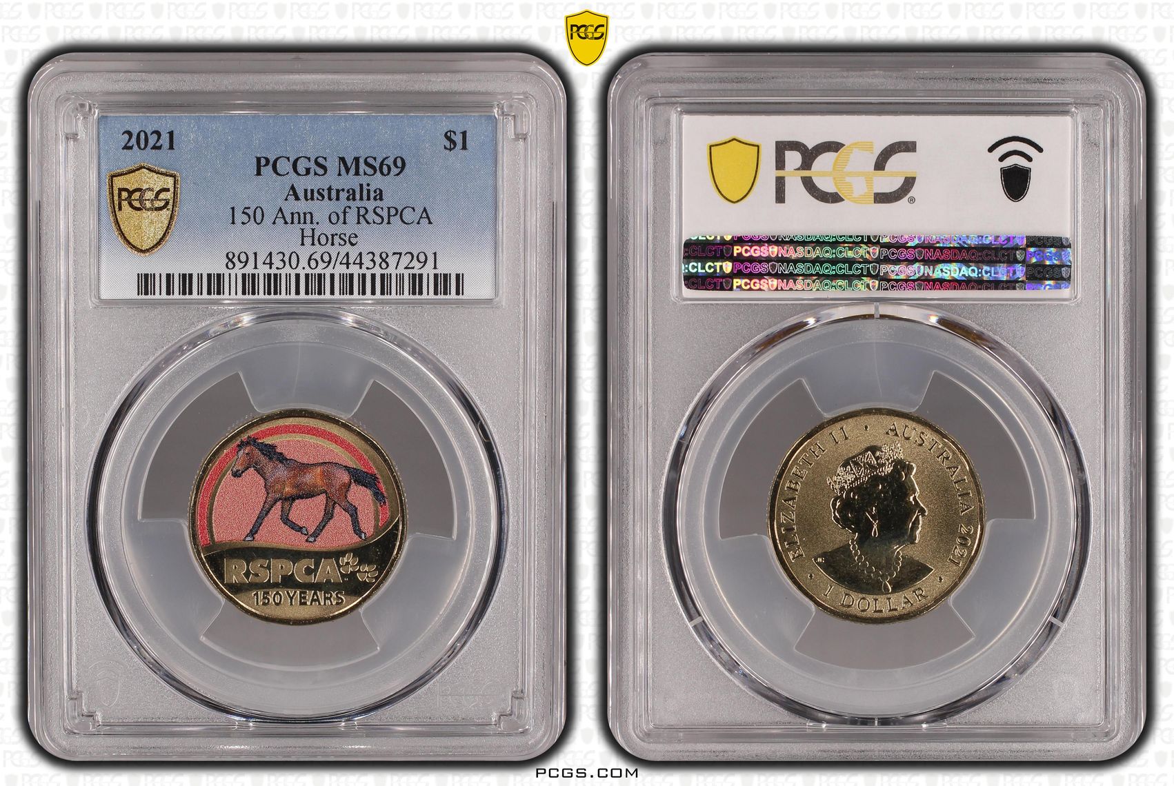 2021 Australia One Dollar, $1 150 Ann. of RSPCA Horse PCGS - MS69 POP 10/0 -291