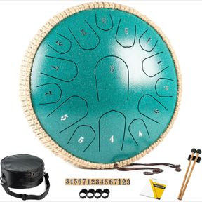 13 INCHES 15 NOTES HOPWELL STEEL TONGUE DRUM - 13 INCHES 15 NOTES TONGUE DRUM - HAND PAN DRUM WITH MUSIC BOOK, HANDPAN DRUM MALLET