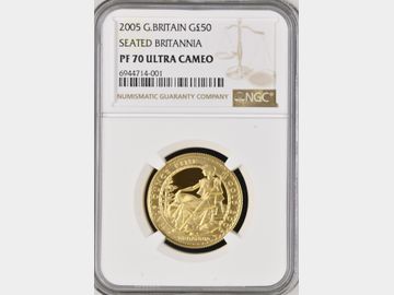 2005 ELIZABETH II BRITANNIA GOLD 1/2oz PROOF £50 COIN PF70 UCAM TOP POP!