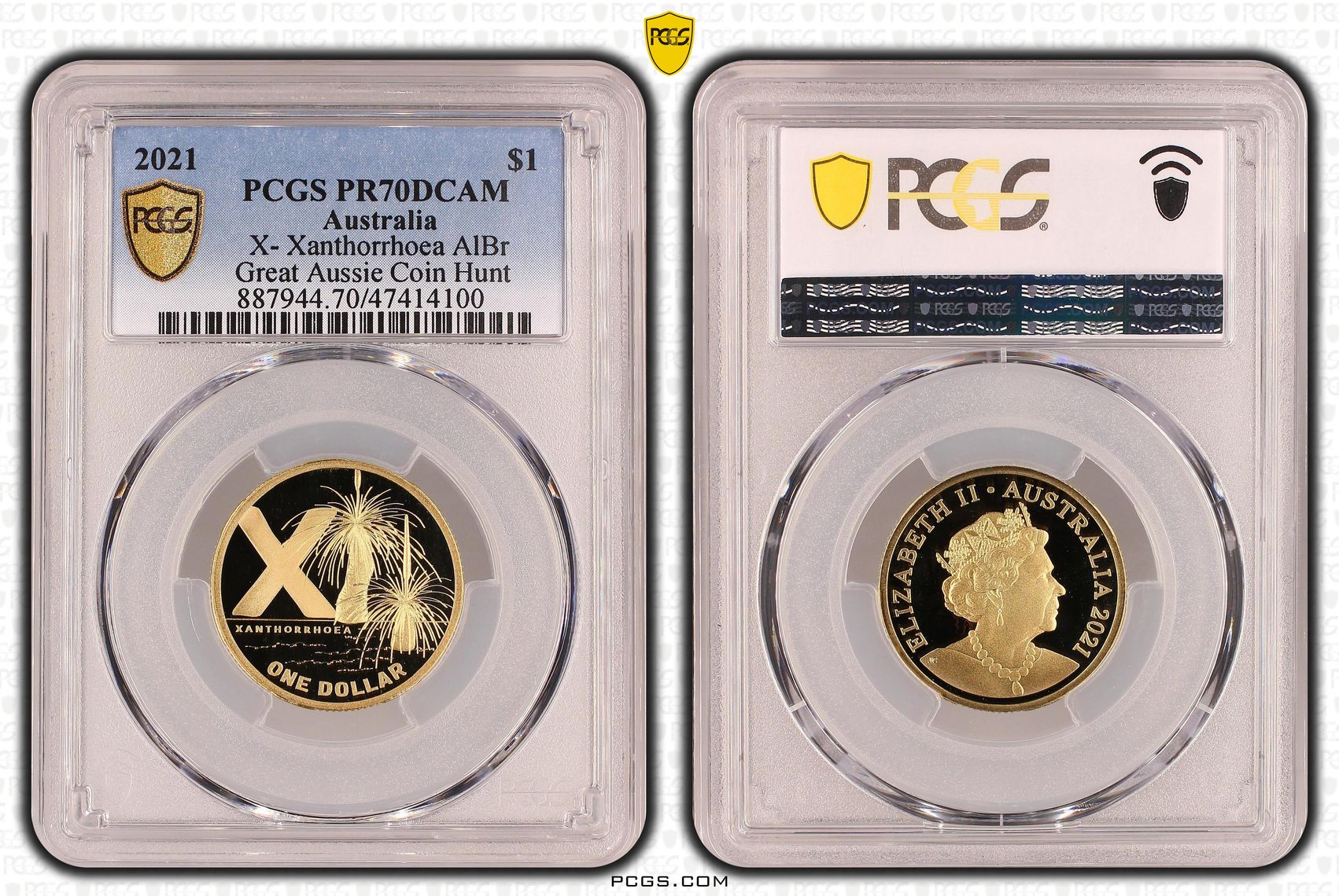 Elizabeth II, X- Xanthorrhoea AlBr, One Dollar, 2021, PCGS PR70DCAM