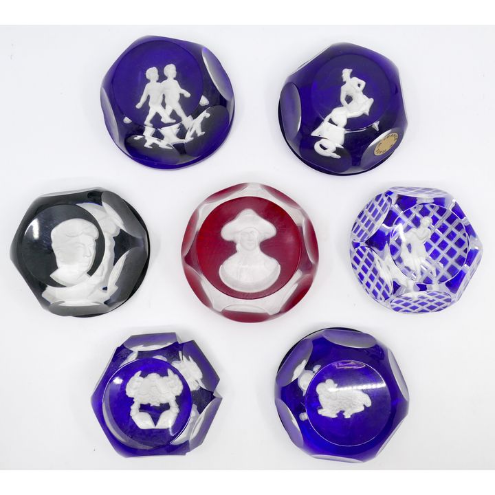 Box 7pc Baccarat Crystal Zodiac Paperweights etc.