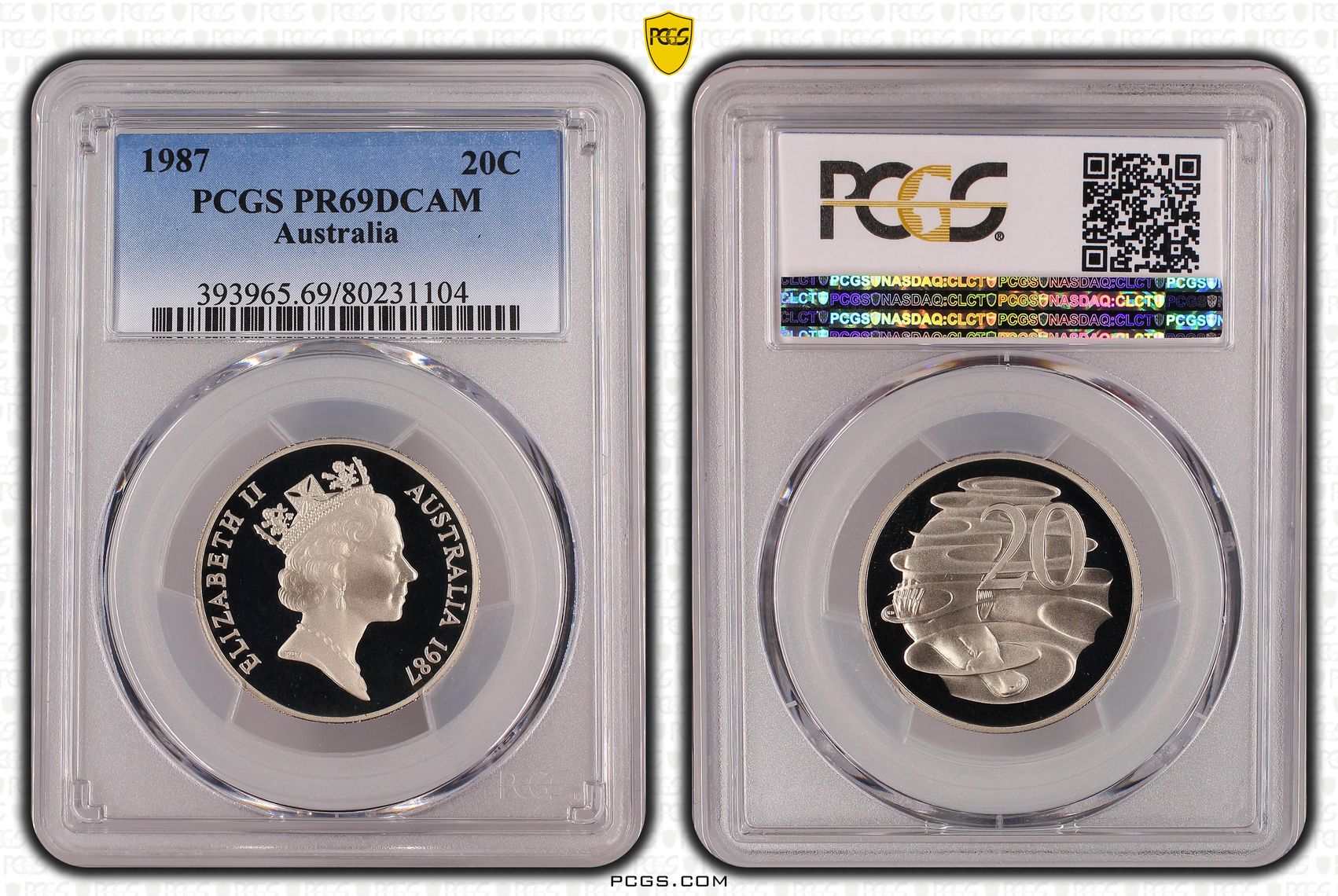 Elizabeth II, Twenty Cent, 1987, PCGS PR69DCAM