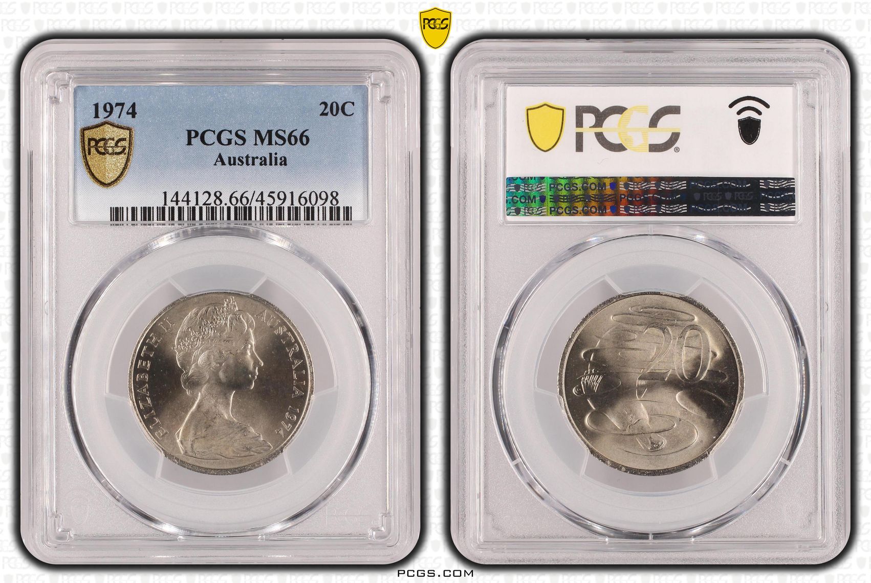 Elizabeth II, Twenty Cent, 1974, PCGS MS 66