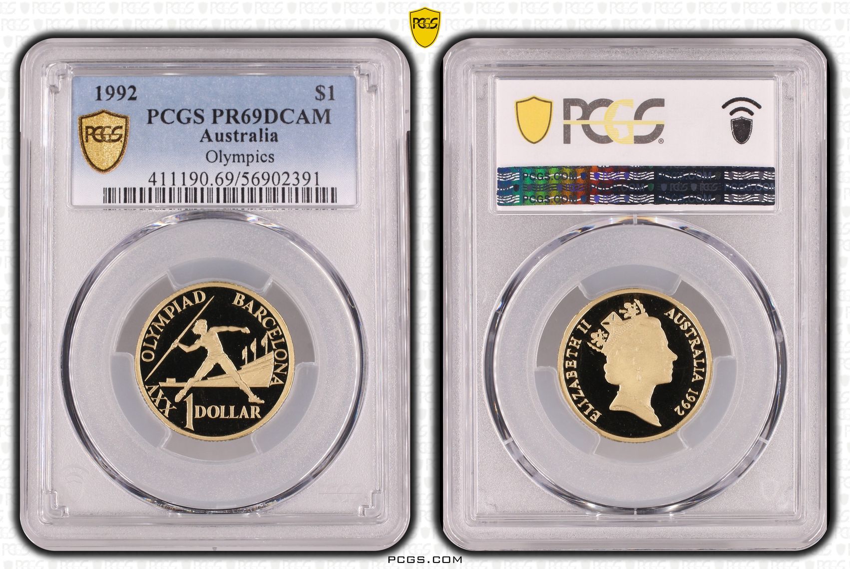 Olympics, One Dollar, 1992, PCGS PR69DCAM