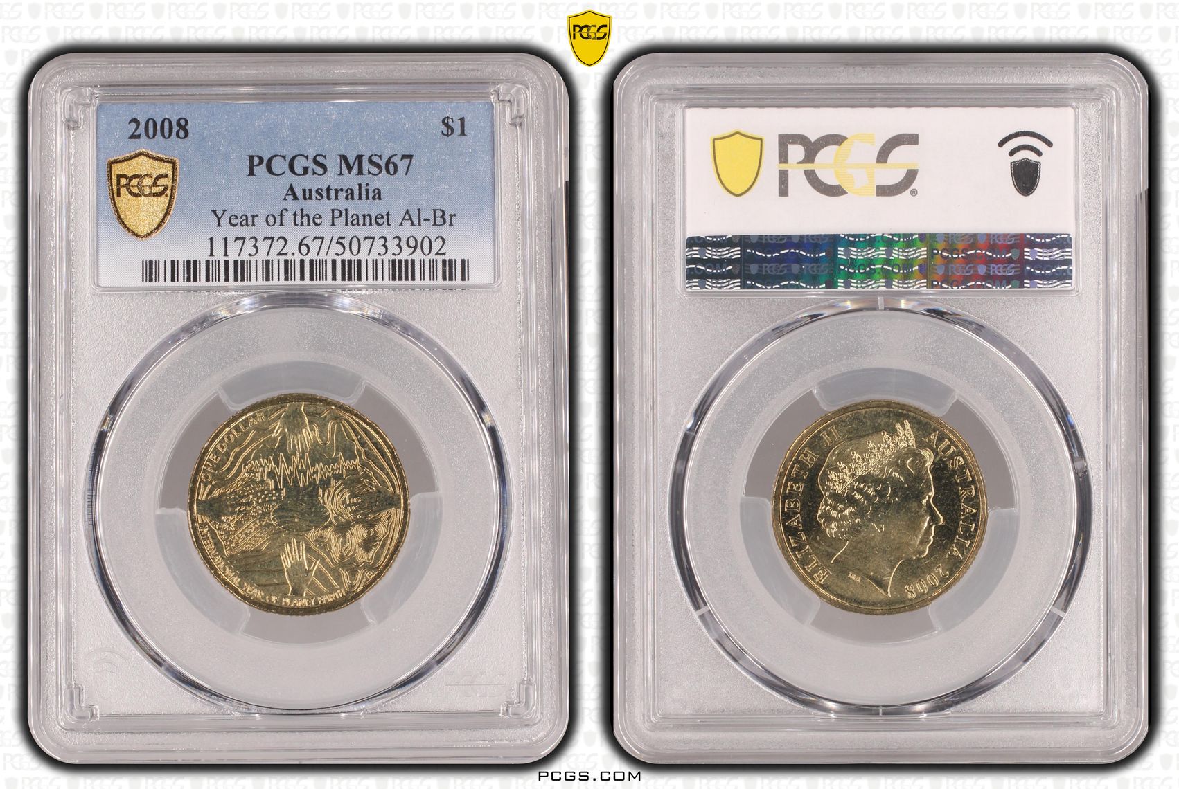Year of the Planet Al-Bronze , One Dollar, 2008, PCGS MS67