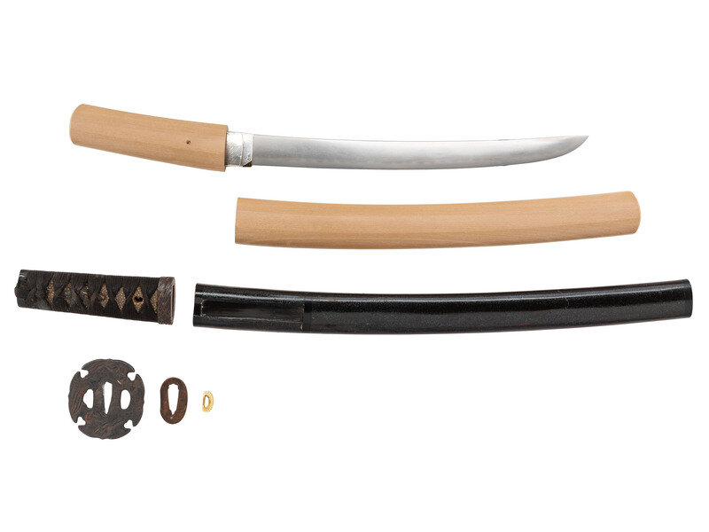 Signed Edo-Period Japanese Tanto in Shirasaya with Origami and Koshirae
