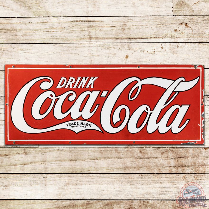 Early Drink Coca Cola "Trade Mark in Tail" SS Porcelain Sign