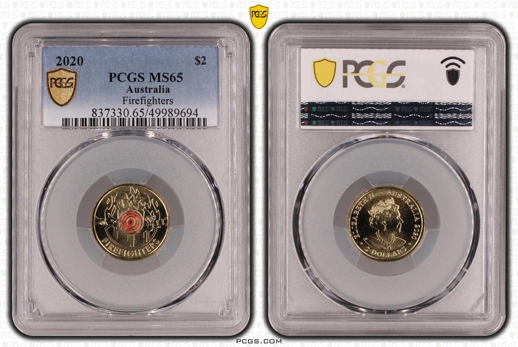 Firefighters Colourised, Two Dollar, 2020, PCGS MS65
