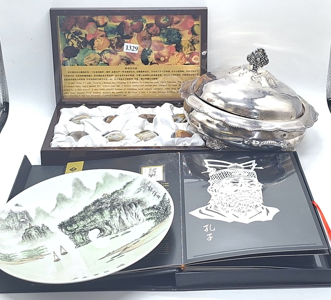 Chinese Collectables, Tureen And Stamps