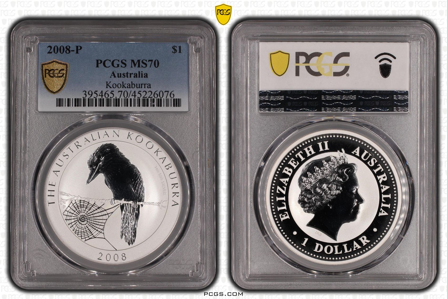 2008-P Australia One Dollar, $1 Kookaburra PCGS - MS70 POP 56/0 -076