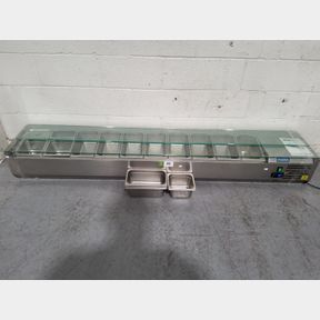 Polar stainless steel counter top chilled servery. Requires brackets for glass