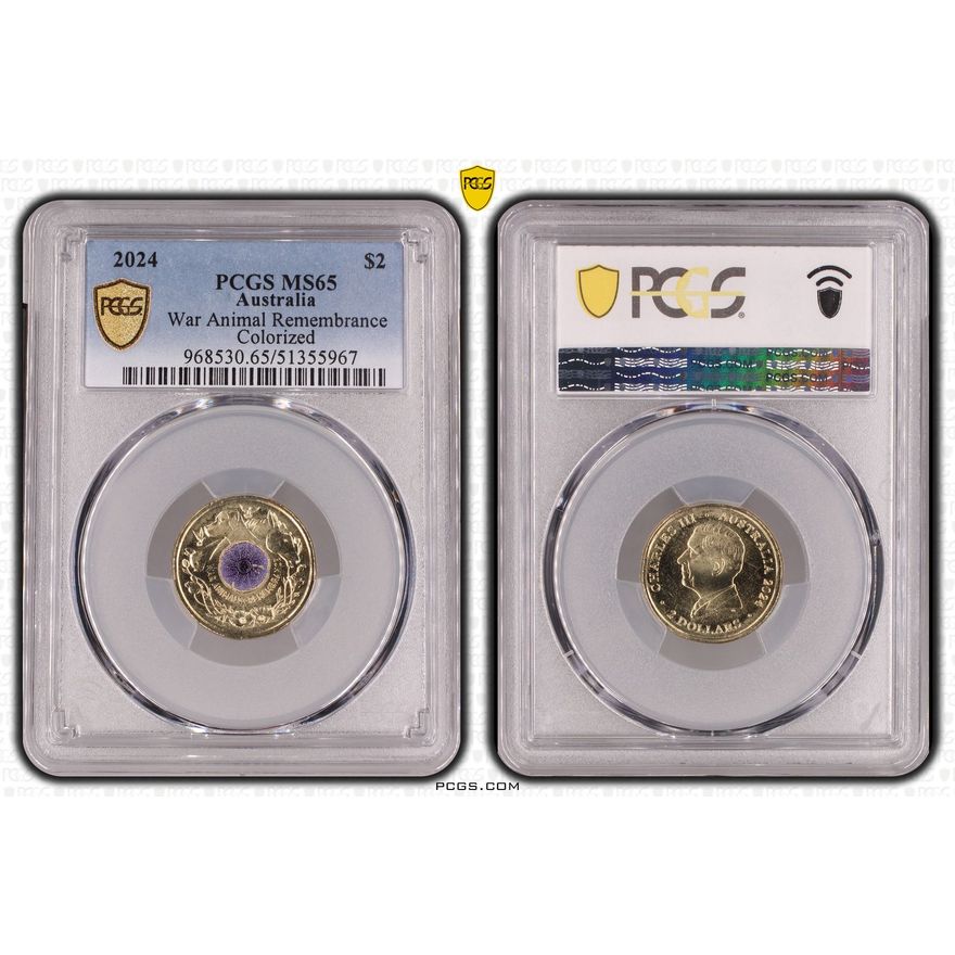 War Animal Remembrance Colorized, Two Dollar, 2024, PCGS MS65