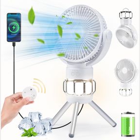 MAXEVE 3-IN-1 PORTABLE CAMPING BATTERY POWERED FAN WITH LED LANTERN, FAN 8H TIMER 270 ROTATION BATTERY OPERATED FAN, 10400MAH RECH