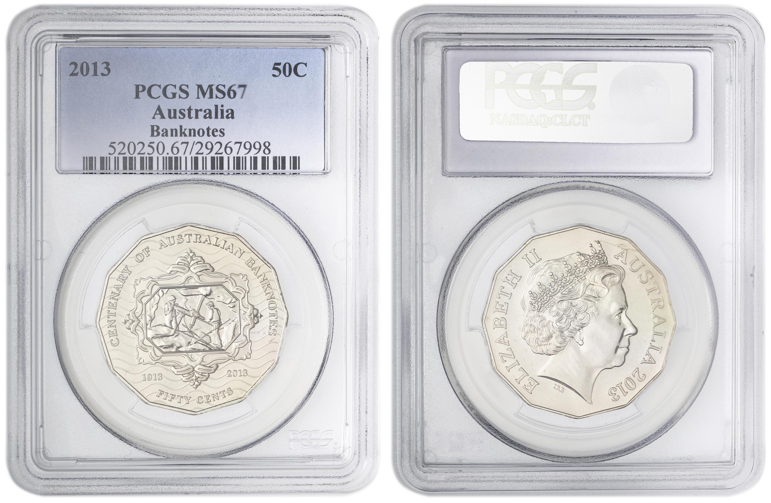 Banknotes , Fifty Cent, 2013, PCGS MS67