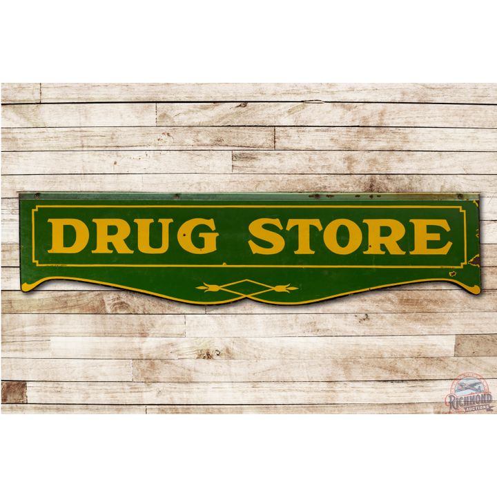 5' Coca Cola Drug Store Porcelain Panel Sign & Factory Bracket