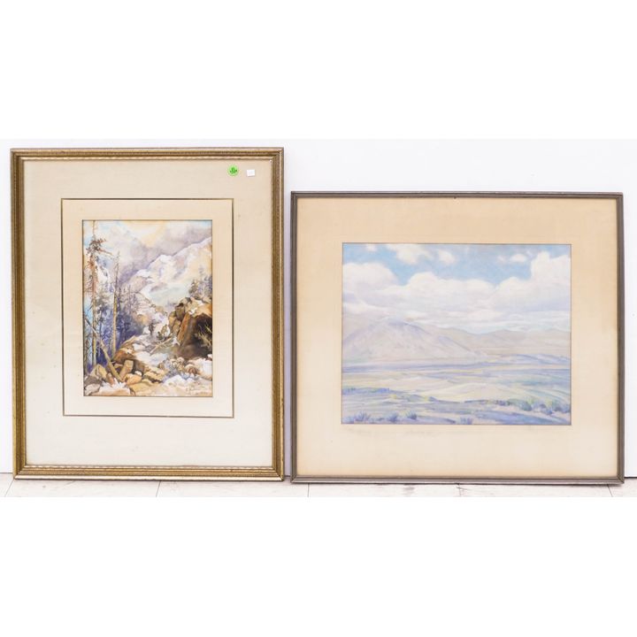 2pc Antique SW Landscape Pastel Painting Etc- 23x27''