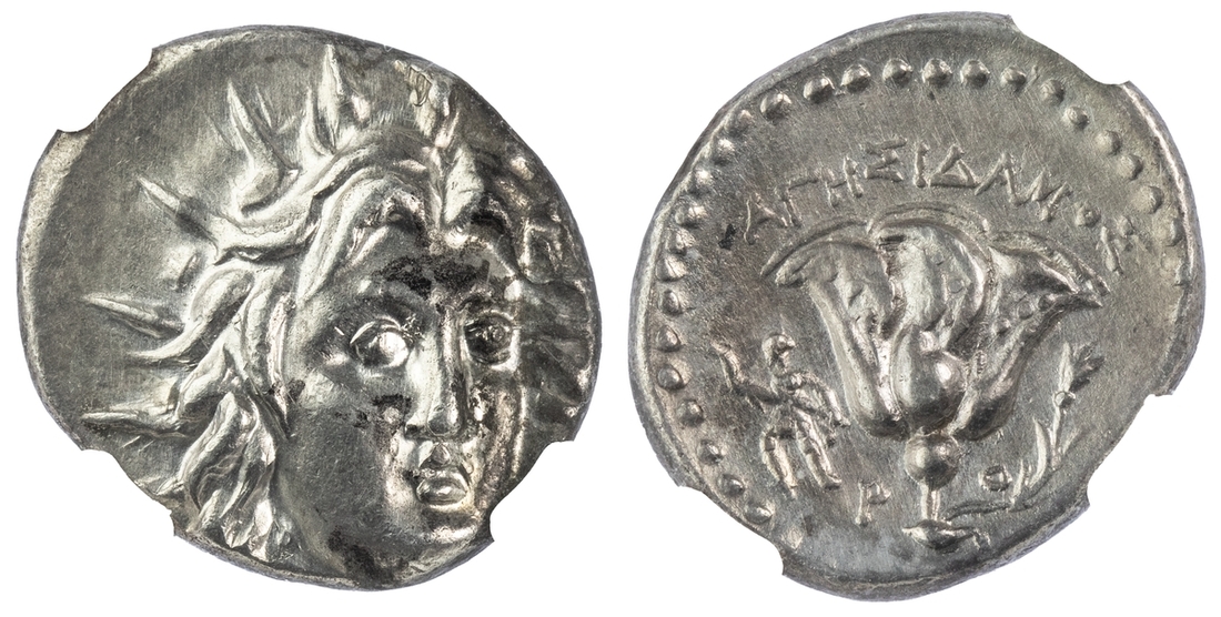 NGC Ch XF | Islands of Caria, Rhodes, AR Didrachm, Agesidamos ...