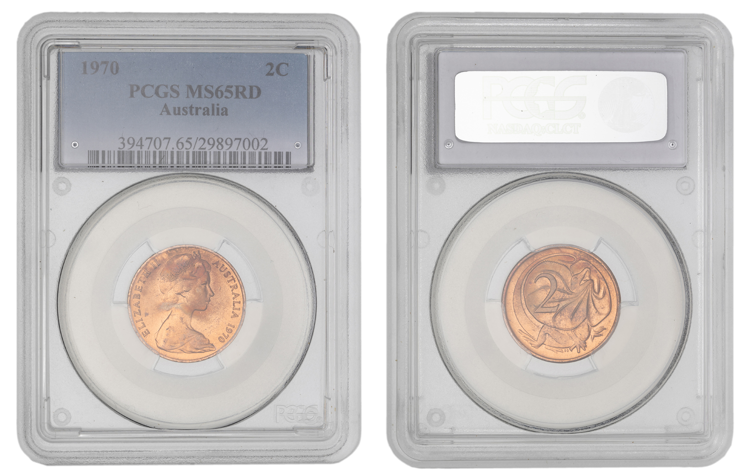 Elizabeth II, Two Cent, 1970, PCGS MS65RD
