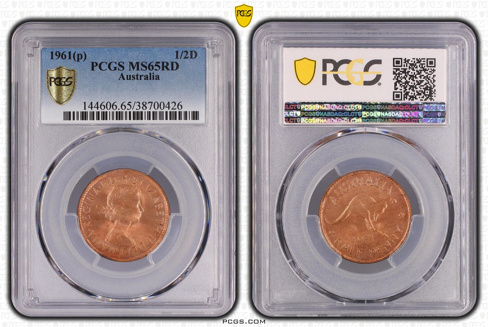 1961(p) Australia Half Penny PCGS - MS65RD -426