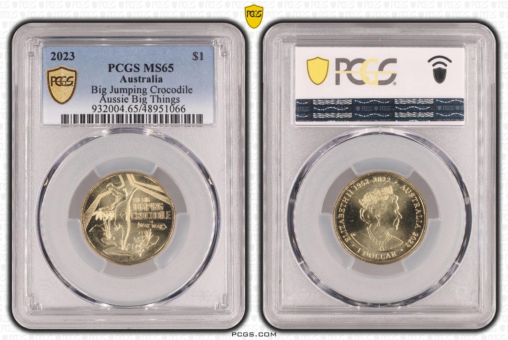 Big Jumping Crocodile Aussie Big Things, One Dollar, 2023, PCGS MS65