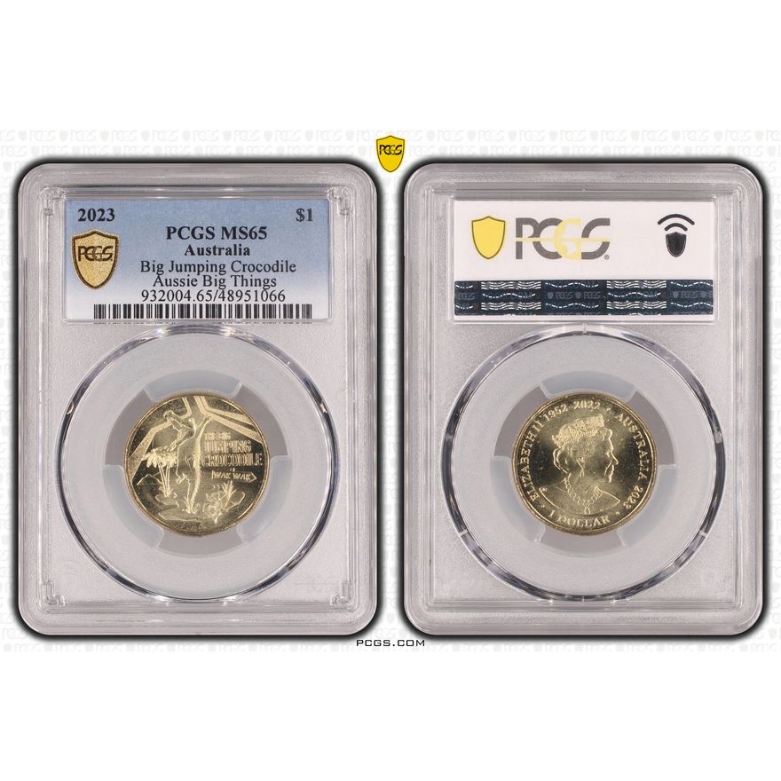 Big Jumping Crocodile Aussie Big Things, One Dollar, 2023, PCGS MS65
