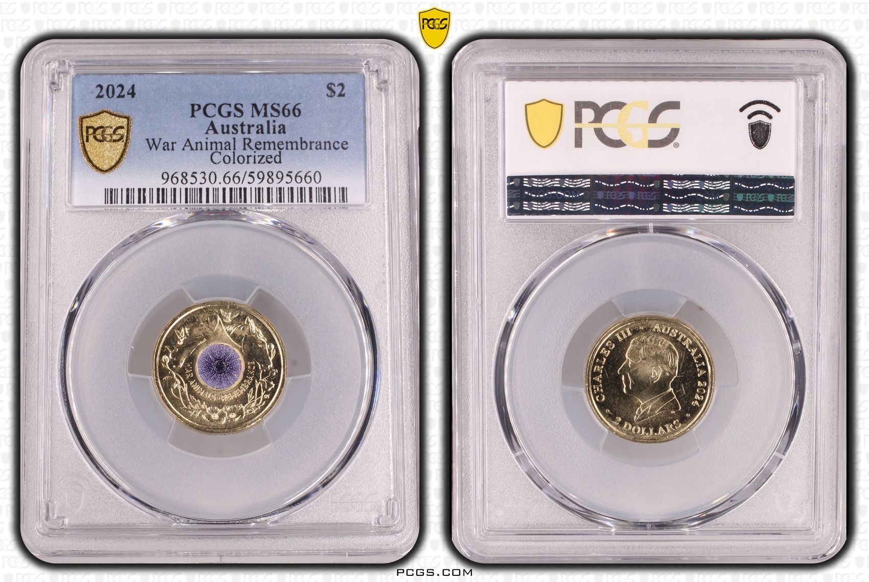 War Animal Remembrance Colorized, Two Dollar, 2024, PCGS MS66
