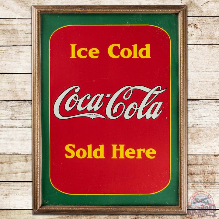 1938 Ice Cold Coca Cola Sold Here Embossed SS Tin Sign