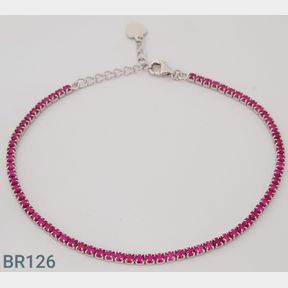 STERLING SILVER RED COLOUR CZ TENNIS BRACELET - 51543/276