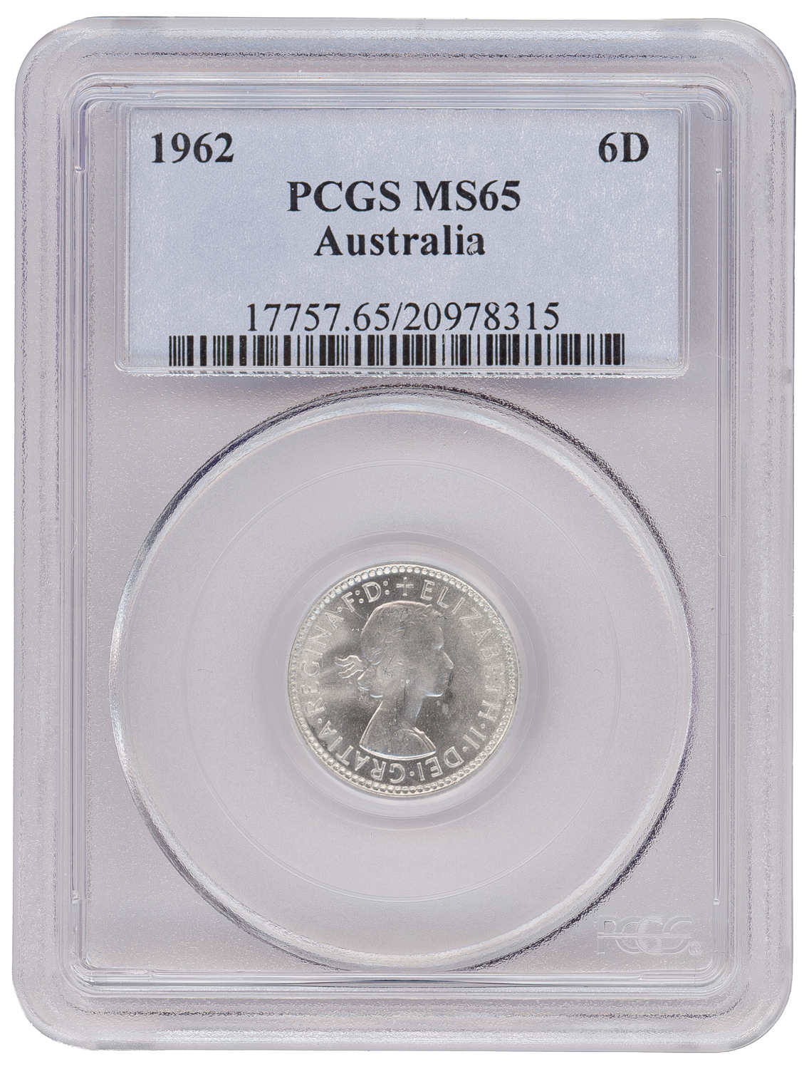 Elizabeth II, Sixpence, 1962, PCGS MS65