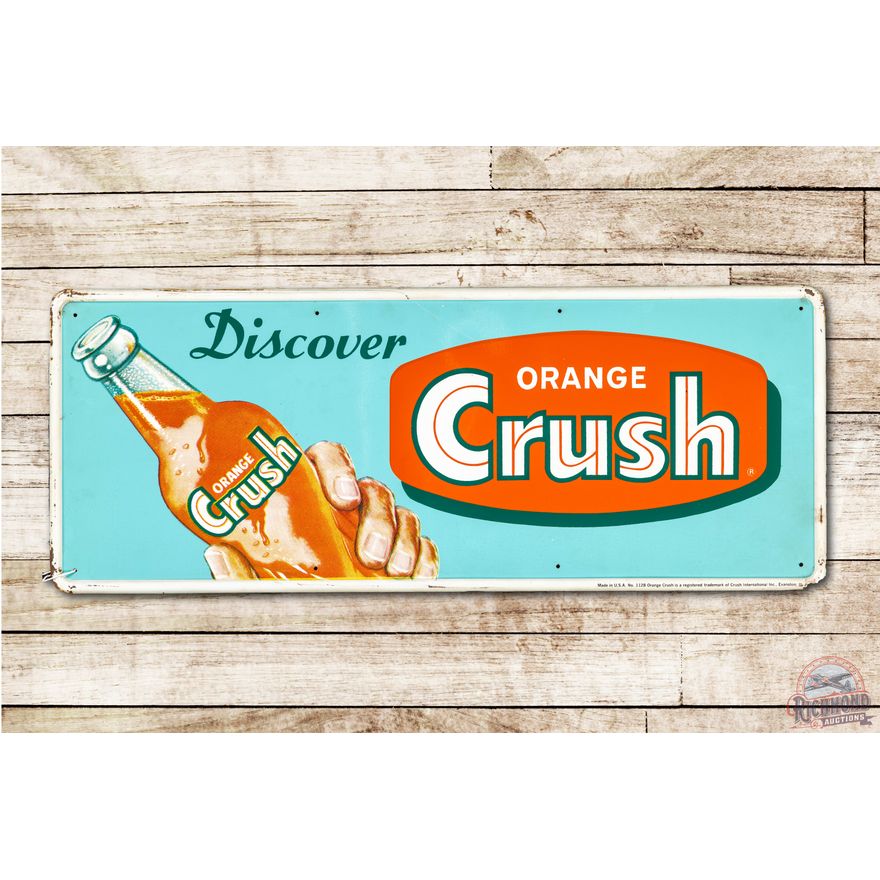 Discover Orange Crush w/ Bottle Embossed Tin Sign