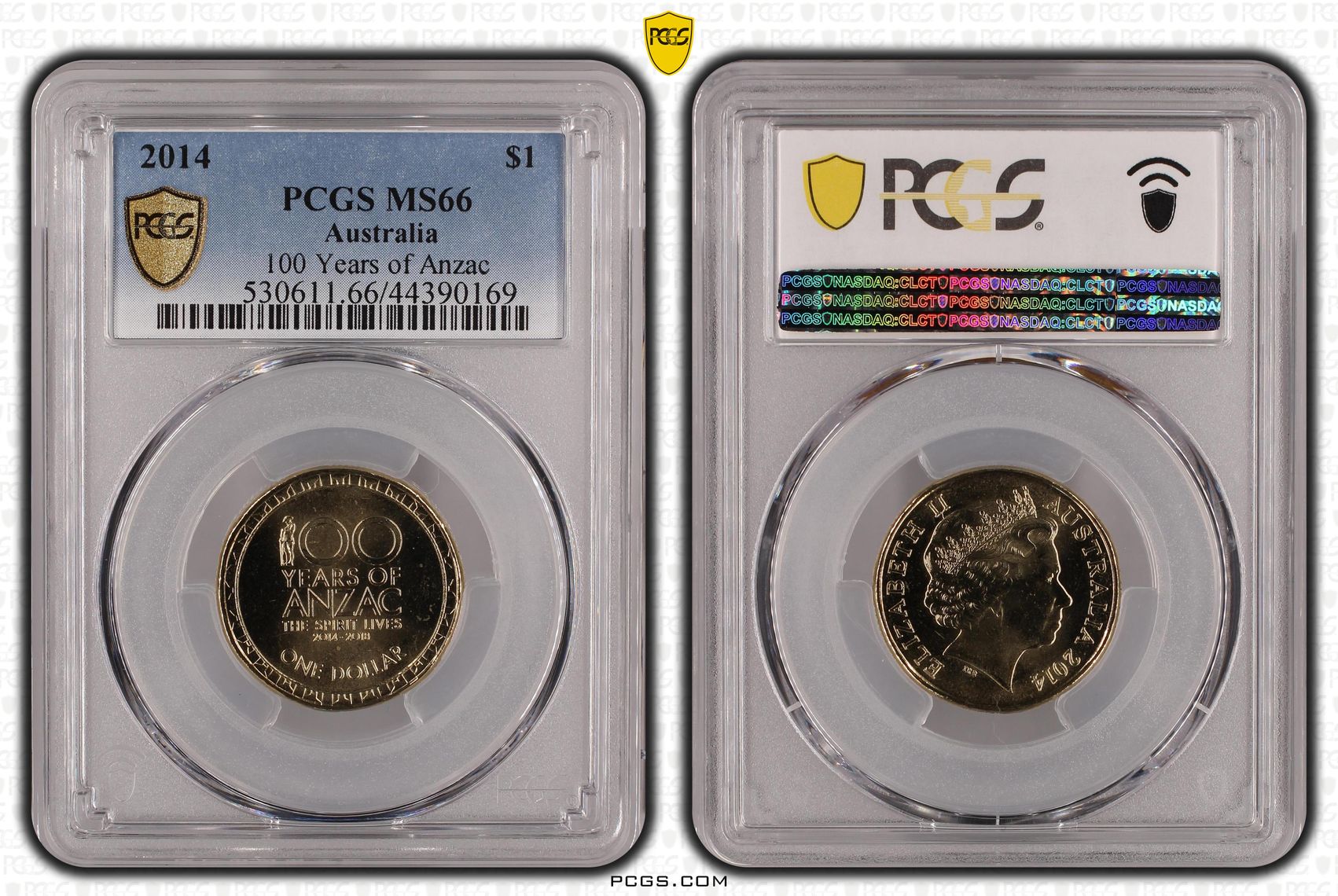 100 Years of Anzac, One Dollar, 2014, PCGS MS66