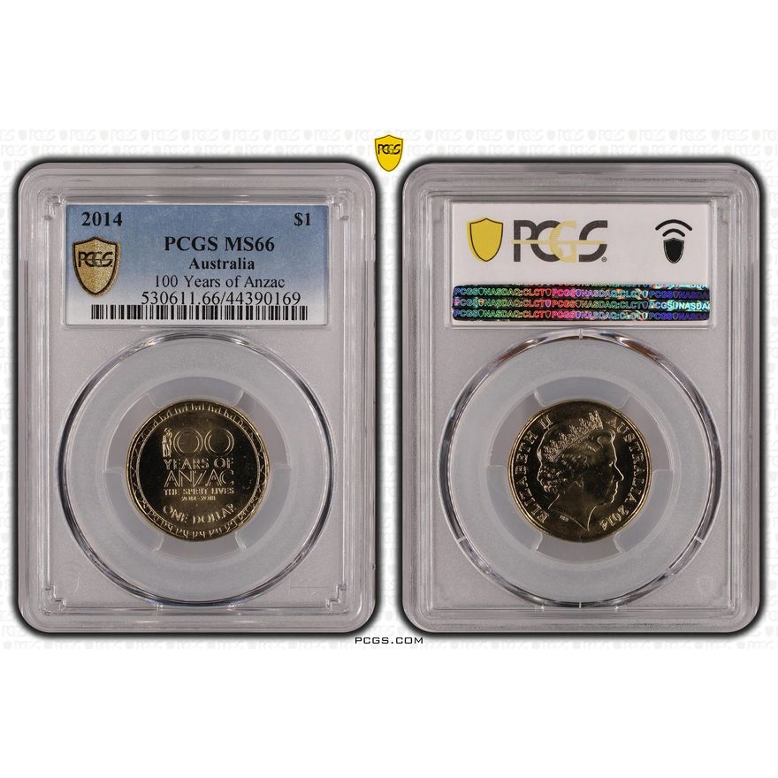 100 Years of Anzac, One Dollar, 2014, PCGS MS66