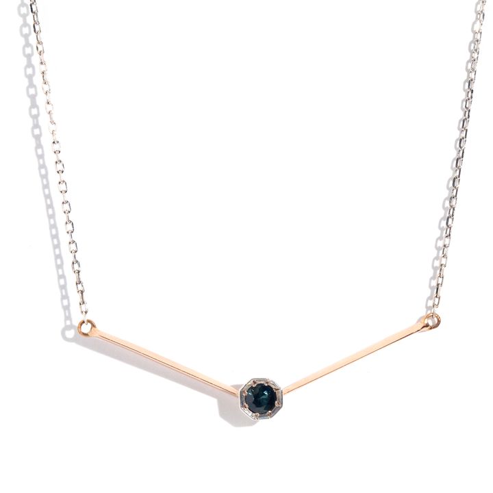 Teal Sapphire 9 Carat & Silver Necklet