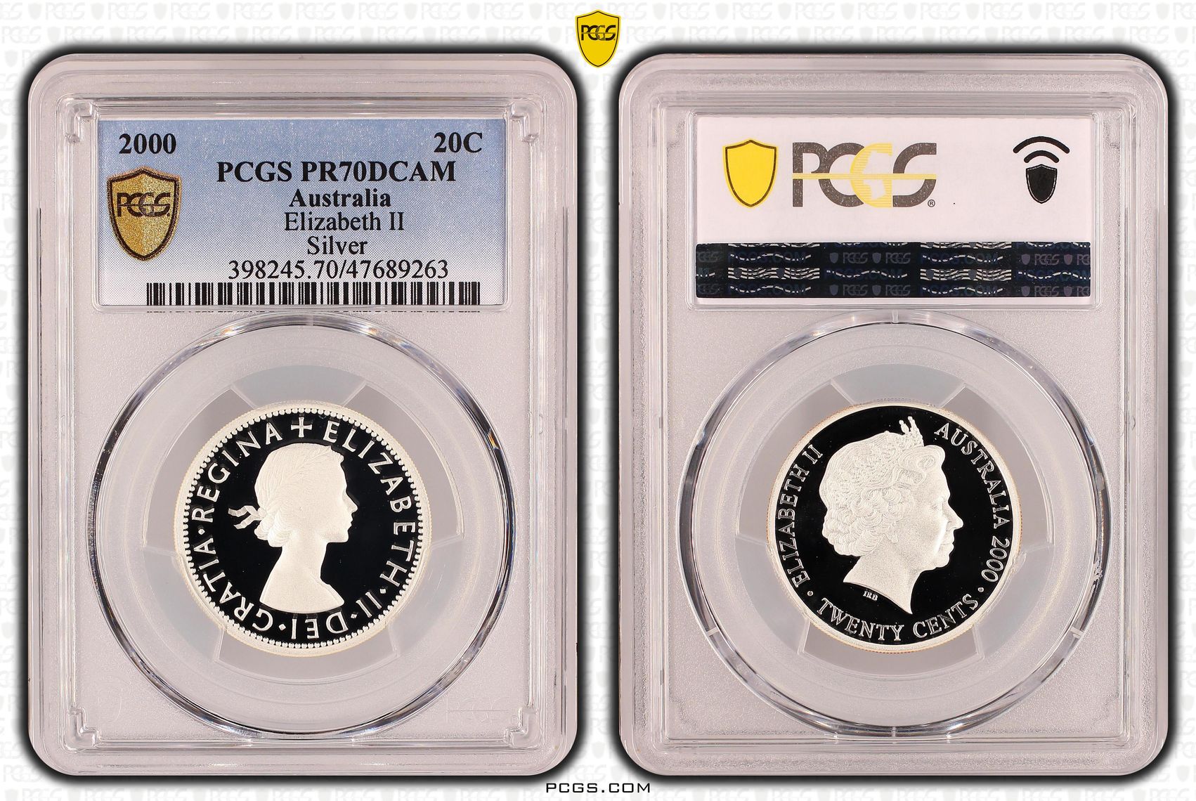 Elizabeth II Silver, Twenty Cent, 2000, PCGS PR70DCAM