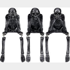 Thyle Set of 3 Halloween Statues See Speak Hear No Evil Skeleton Figurines, Realistic Skull Decorations for Home,BLACK