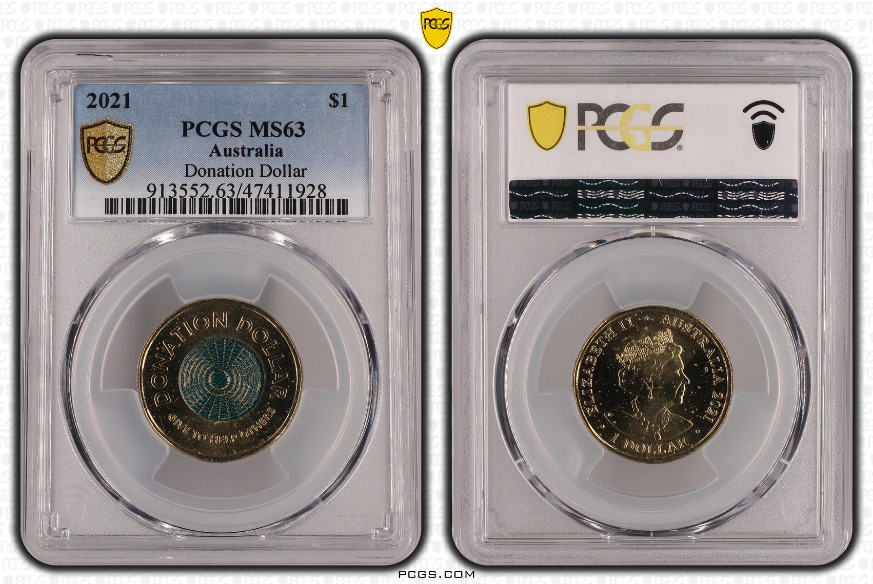 Elizabeth II, Donation Dollar , One Dollar, 2021, PCGS MS63
