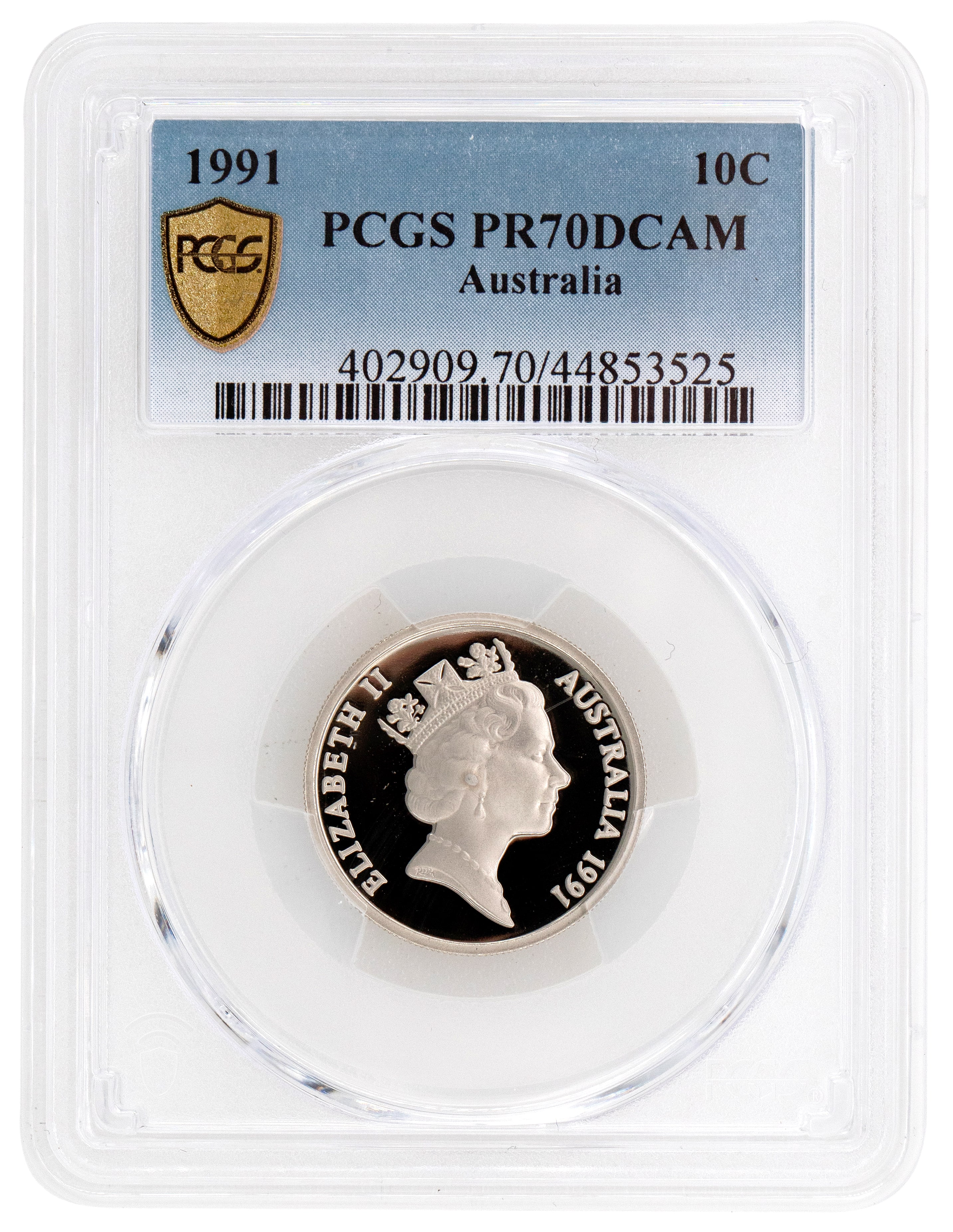 1991 Australian Ten Cent, 10c Proof PCGS - PR70DCAM POP 41/0 -525