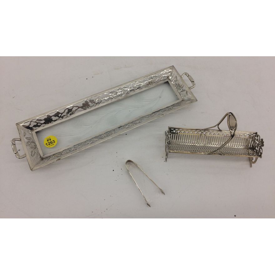 3pc Sterling Sugar Trays & Tongs- 239g TW