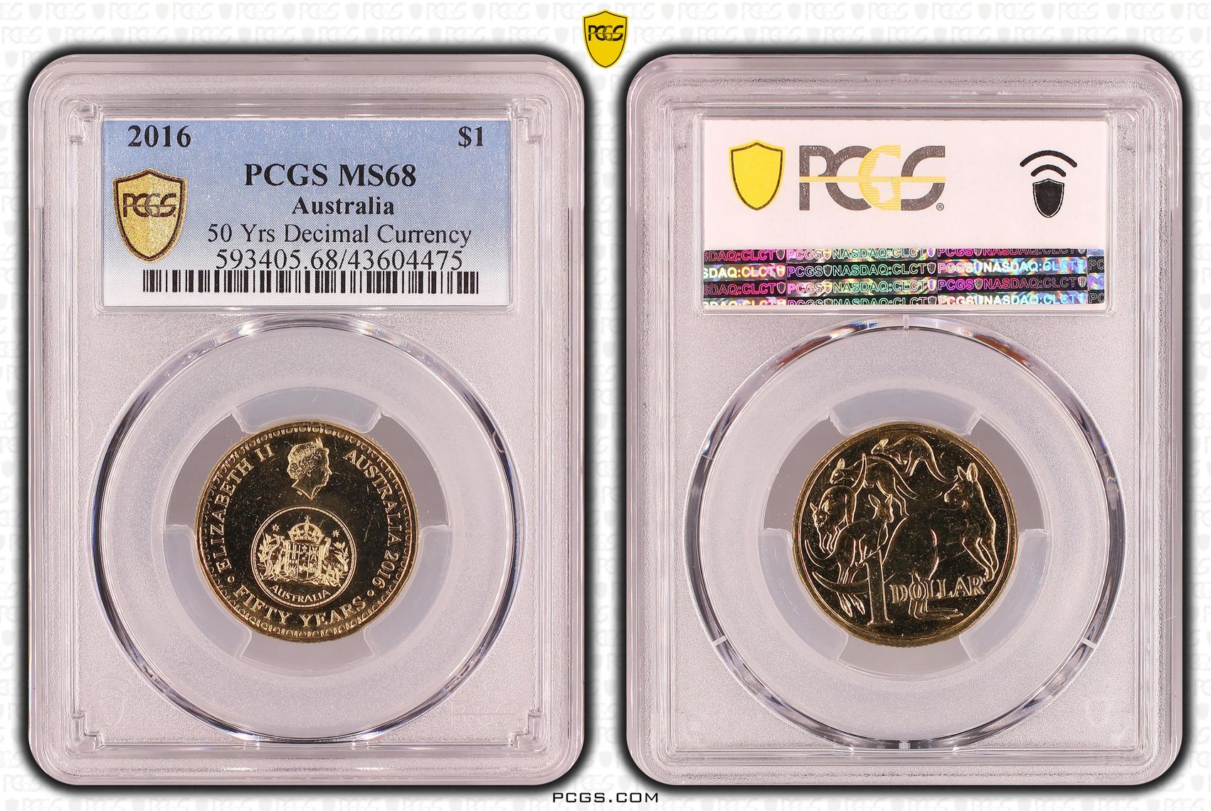 2016 Australia One Dollar, $1 50 Yrs Decimal Currency PCGS - MS68 -475